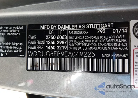 2014 Mercedes-Benz S 550 4Matic из США, поврежденный, VIN WDDUG8FB9EA049225